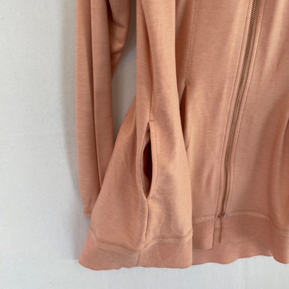 LOGO LOUNGE Size Med Full Zip Lightweight Hoodie Sweatshirt Jacket Pockets Peach - Picture 4 of 8